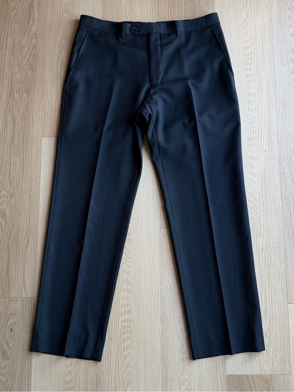 Alfani Utility Press Navy Pinstripe Wool Dress Pants 34W x 30L Straight Leg